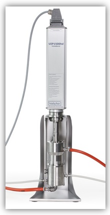 (Click for larger view!) The UIP1500 is powerful ultrasonic homogenizer for ultrasonic processes either in combination with a flow cell reactor or for beaker ultrasonication.